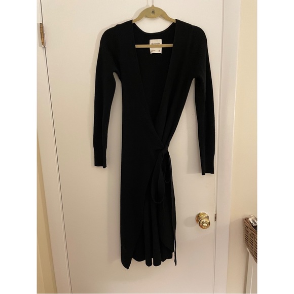 Wrap-Front Midi Dress in Black - Picture 2 of 10